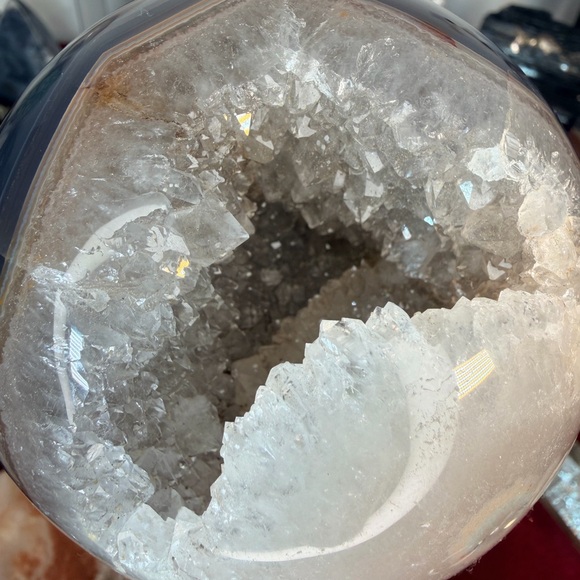 💜 Large Agate Quartz Druzy Sphere •Brazil • Sparkly Crystal • Banded Agate 4” - Picture 7 of 9